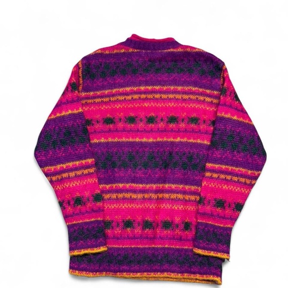 VTG 90s United colors of Benetton mohair geometric fair isle sweater 48 womens M - Picture 7 of 7